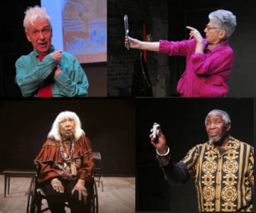 Clockwise from top left: Jonathan Ned Katz, Nora Galer, Harold Thomas, Gloria Miguel. Photos by Jonathan Slaff.